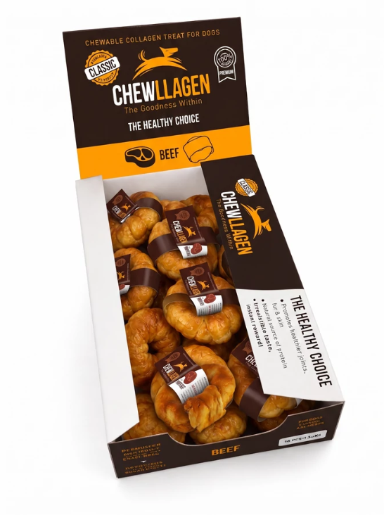 Chewllagen Marhás rágcsálnivaló kollagén gyűrű – NAGY KISZERELÉS (15 db-os csomag)